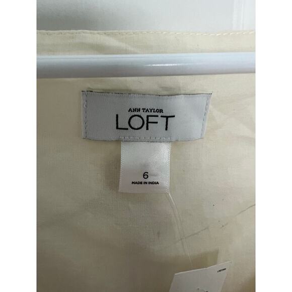 NEW Ann Taylor Loft Women's 6 Floral Cotton Midi Dress White Gray Babydoll Tank - Picture 4 of 16